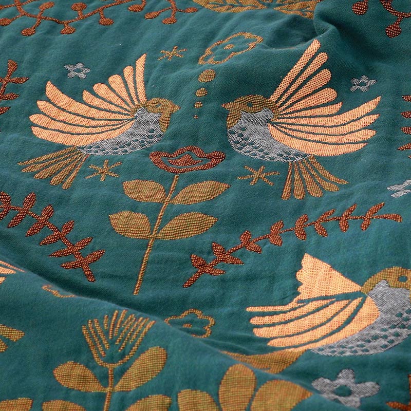 Boho Breathable Flower Bird Reversible Blanket