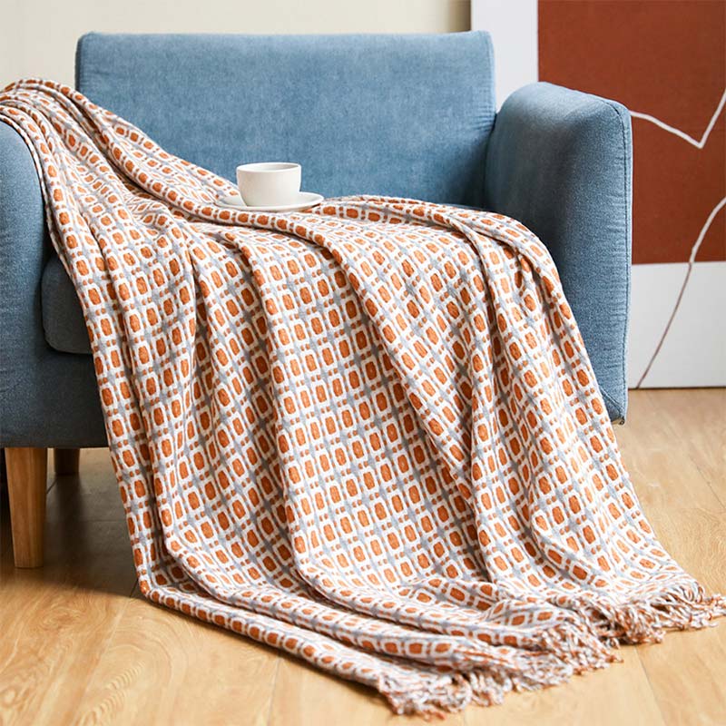 Knitted Sofa Blanket Couch Blanket With Tassels