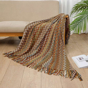 Cozy Colorful Striped Tassel Blanket