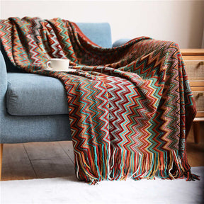 Cozy Colorful Striped Tassel Blanket