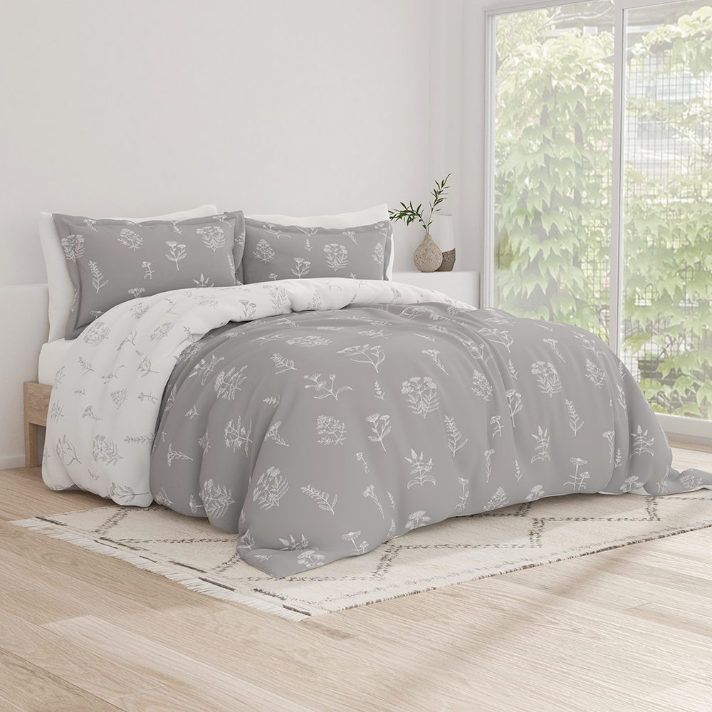 Botany Floral Pattern 3-Piece Reversible Duvet Cover Set