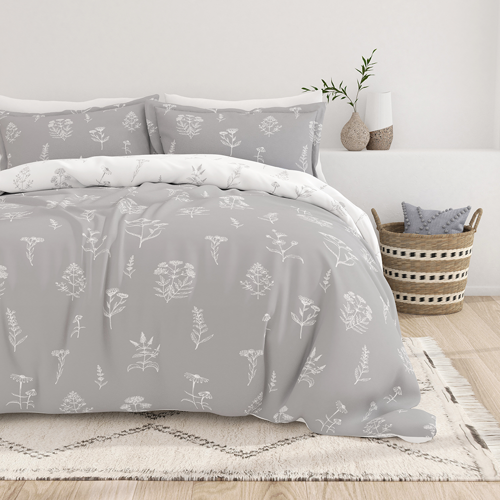 Botany Floral Pattern 3-Piece Reversible Duvet Cover Set