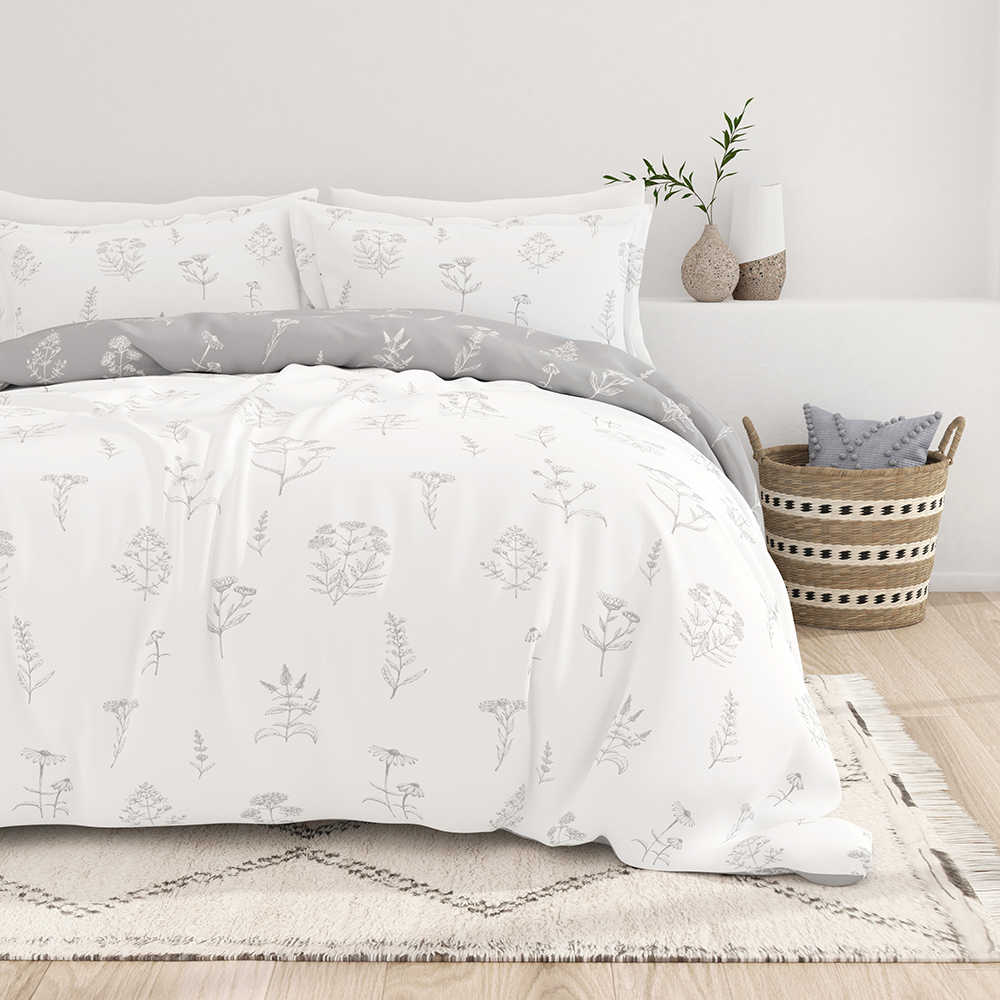 Botany Floral Pattern 3-Piece Reversible Duvet Cover Set