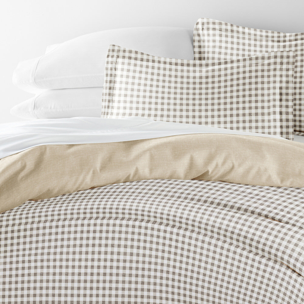 Gingham Check Pattern 3-Piece Reversible Duvet Cover Set