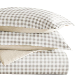 Gingham Check Pattern 3-Piece Reversible Duvet Cover Set