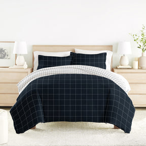 Rustic Windowpane Pattern 3-Piece Reversible Duvet Cover Set