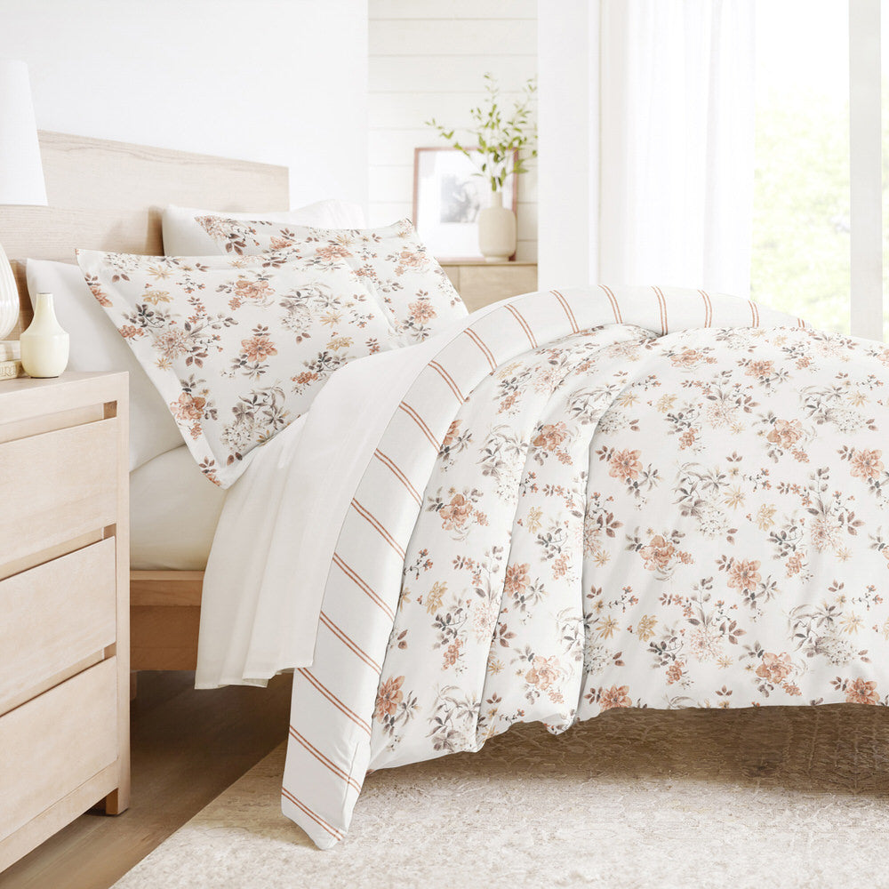 Sunset Garden Pattern 3-Piece Reversible Duvet Cover Set