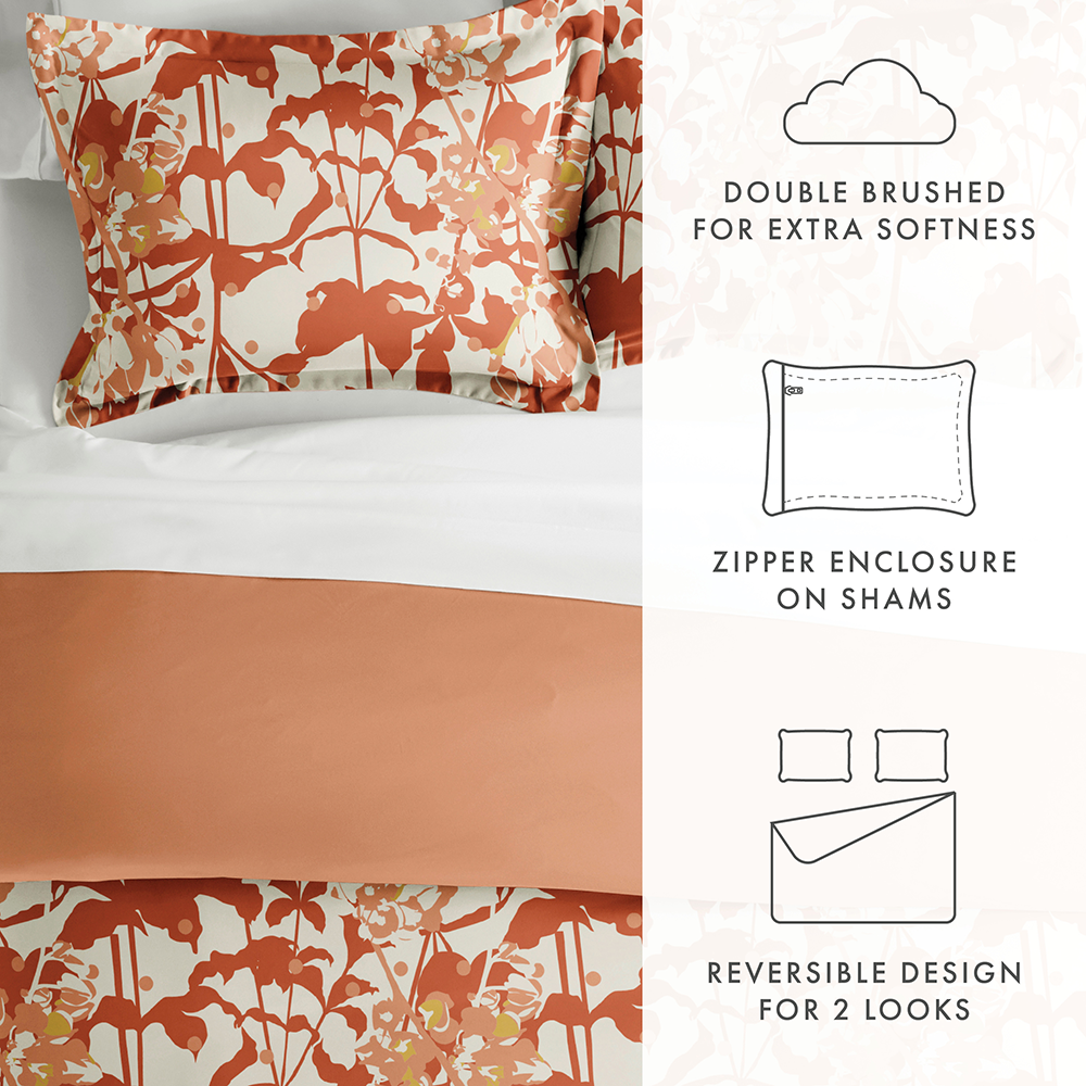 Boho Flower Pattern 3-Piece Reversible Duvet Cover Set