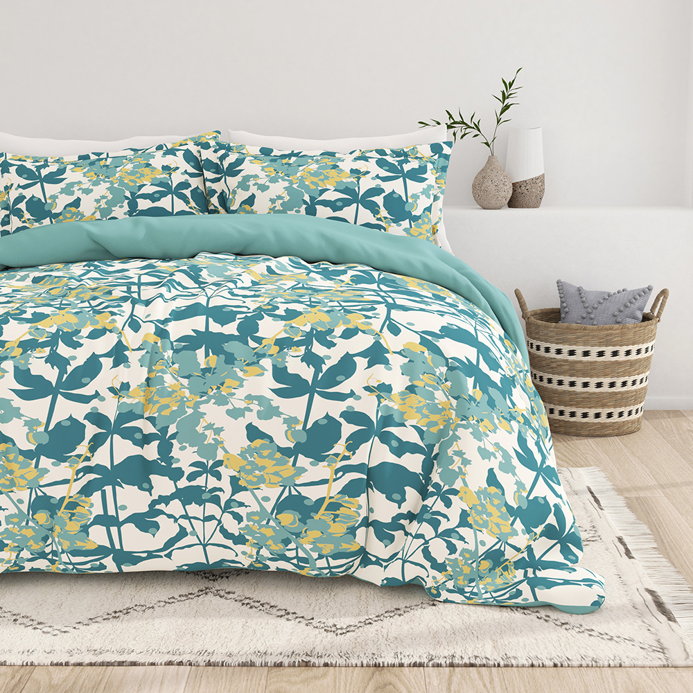 Boho Flower Pattern 3-Piece Reversible Duvet Cover Set