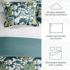 Boho Flower Pattern 3-Piece Reversible Duvet Cover Set