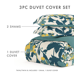 Boho Flower Pattern 3-Piece Reversible Duvet Cover Set