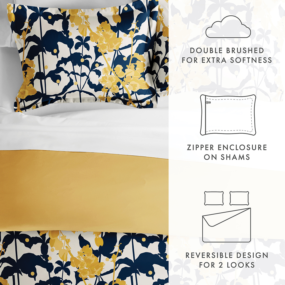 Boho Flower Pattern 3-Piece Reversible Duvet Cover Set