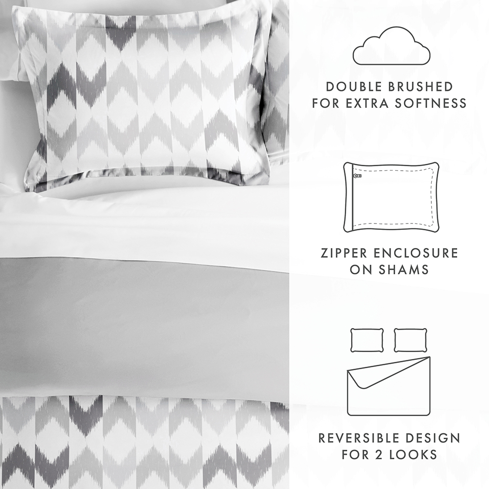 Chevron Sleep Pattern 3-Piece Reversible Duvet Cover Set