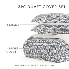 Modern Rustic Pattern 3-Piece Reversible Duvet Cover Set