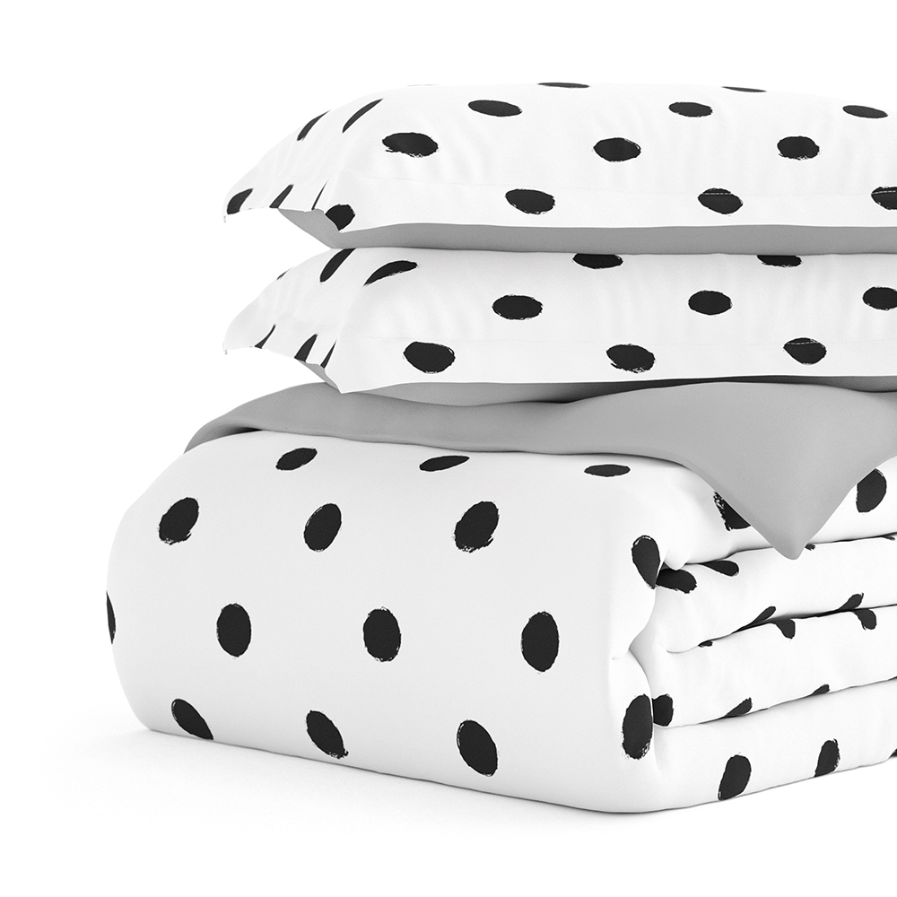 Painted Polkadot Pattern 3-Piece Reversible Duvet Cover Set