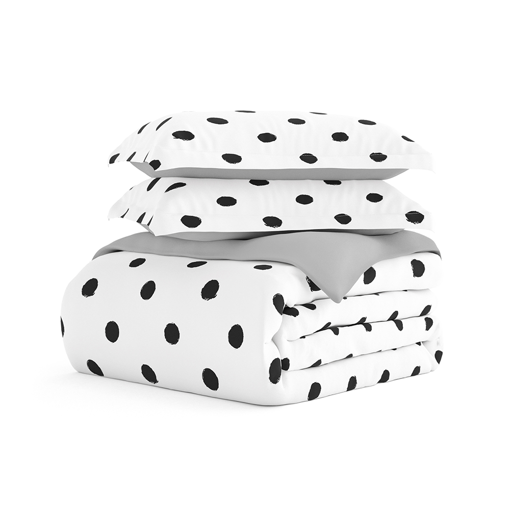 Painted Polkadot Pattern 3-Piece Reversible Duvet Cover Set