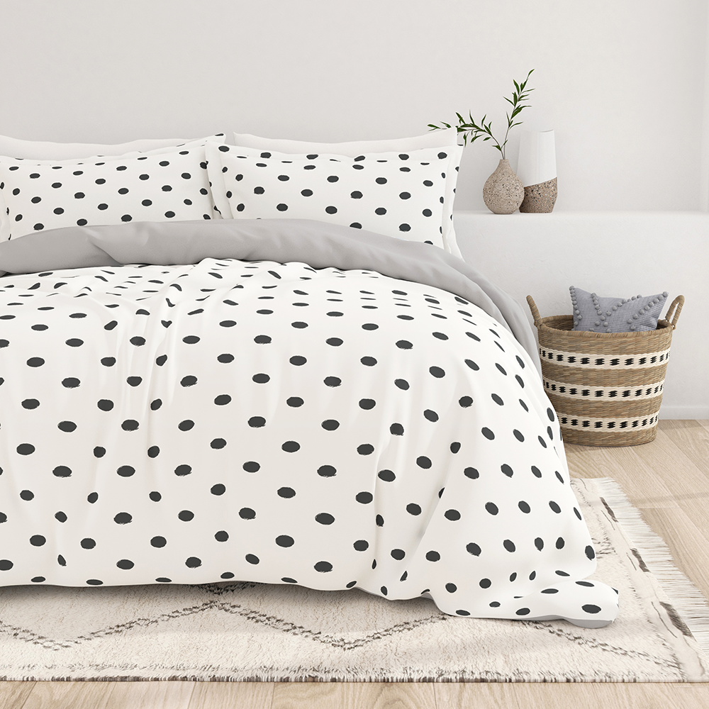 Painted Polkadot Pattern 3-Piece Reversible Duvet Cover Set