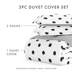 Painted Polkadot Pattern 3-Piece Reversible Duvet Cover Set