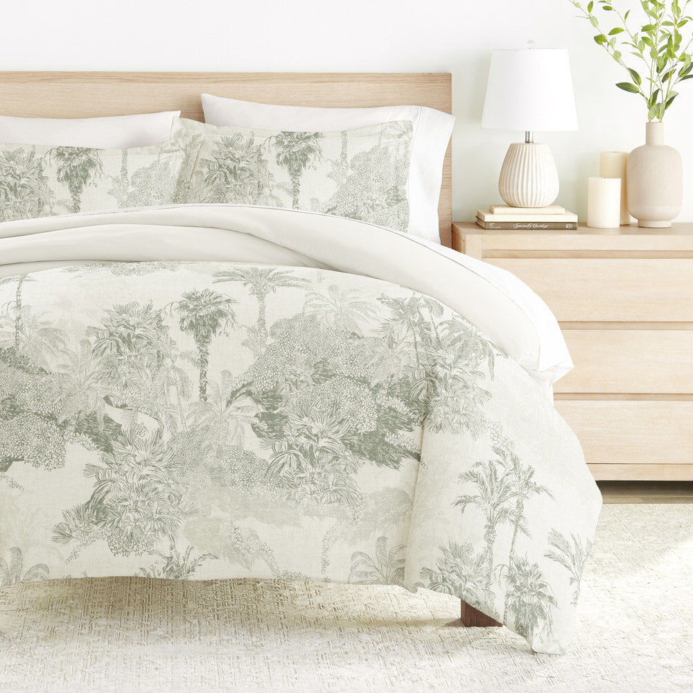 Paradise Toile Pattern 3-Piece Reversible Duvet Cover Set