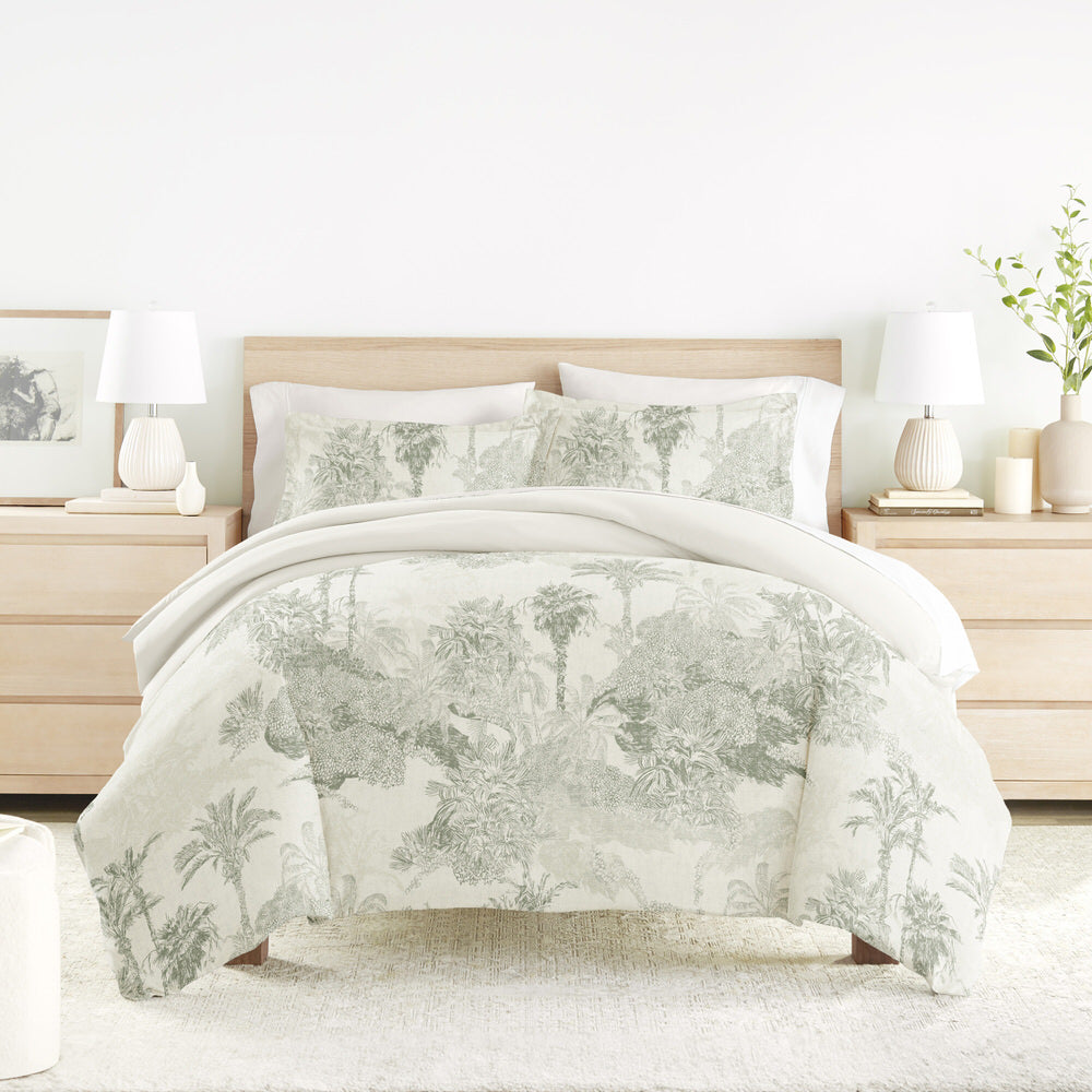 Paradise Toile Pattern 3-Piece Reversible Duvet Cover Set