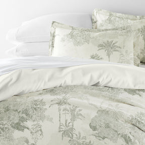 Paradise Toile Pattern 3-Piece Reversible Duvet Cover Set