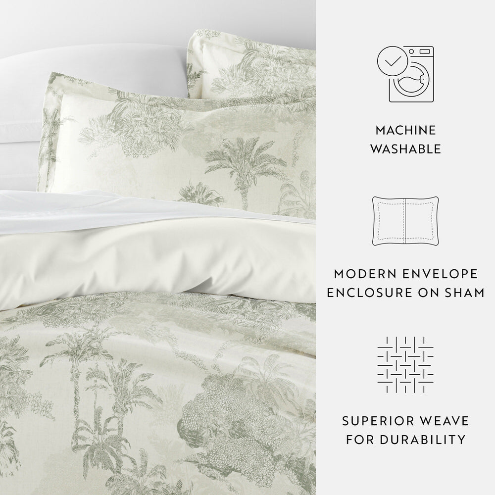 Paradise Toile Pattern 3-Piece Reversible Duvet Cover Set