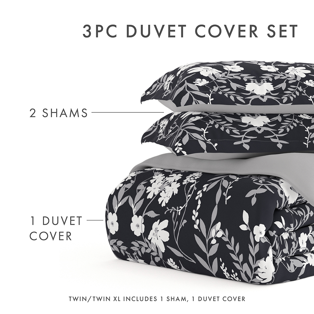 Secret Garden Pattern 3-Piece Reversible Duvet Cover Set