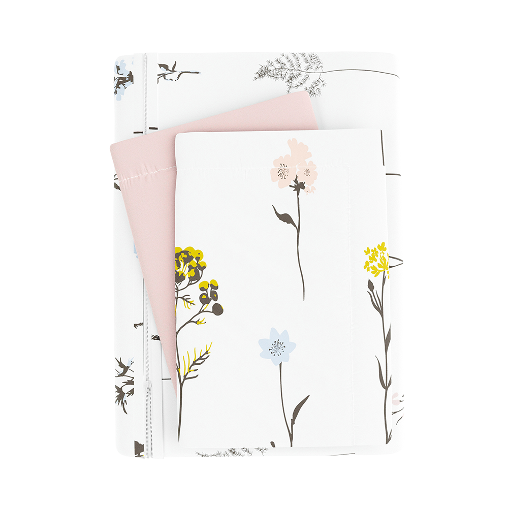 Wildflower Pattern 3-Piece Reversible Duvet Cover Set