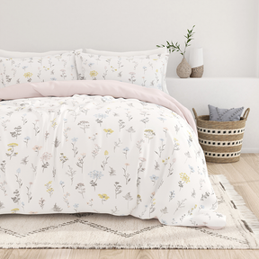 Wildflower Pattern 3-Piece Reversible Duvet Cover Set