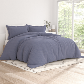 Blue Diamond Pattern 3-Piece Duvet Cover Set