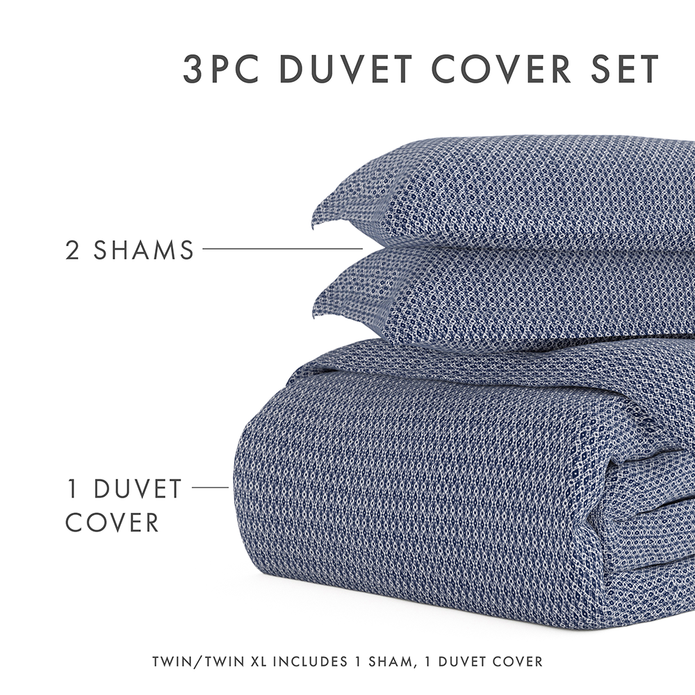 Blue Diamond Pattern 3-Piece Duvet Cover Set