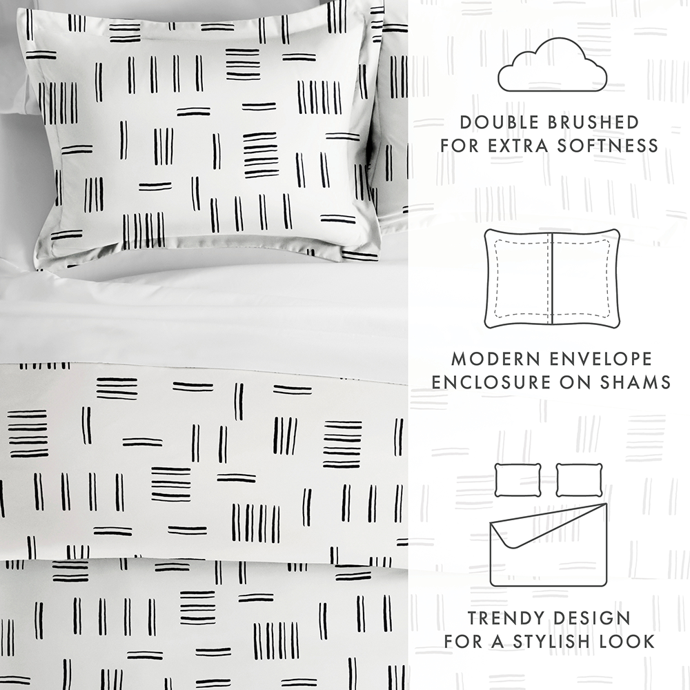 Geo Dash Pattern 3-Piece Duvet Cover Set