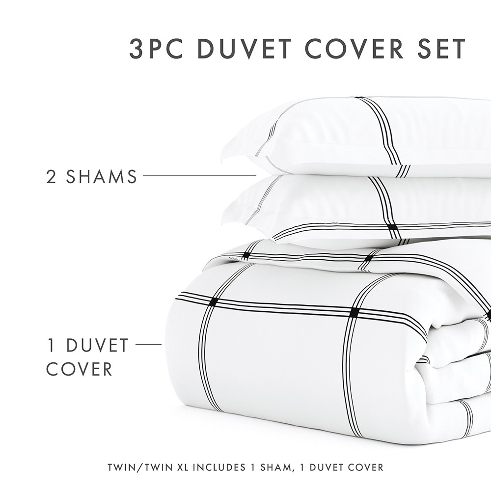 Grid Pattern 3-Piece Duvet Cover Set