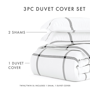 Grid Pattern 3-Piece Duvet Cover Set