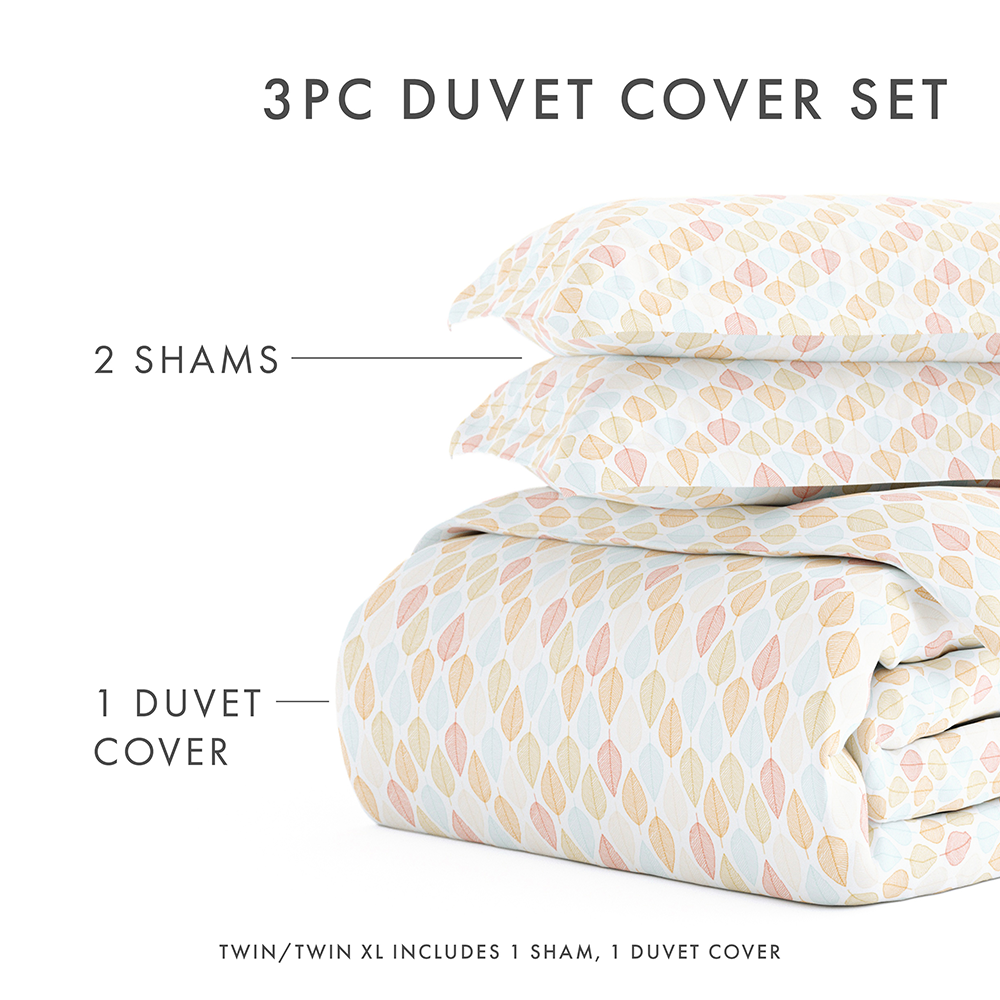 Leaf Pattern 3-Piece Duvet Cover Set