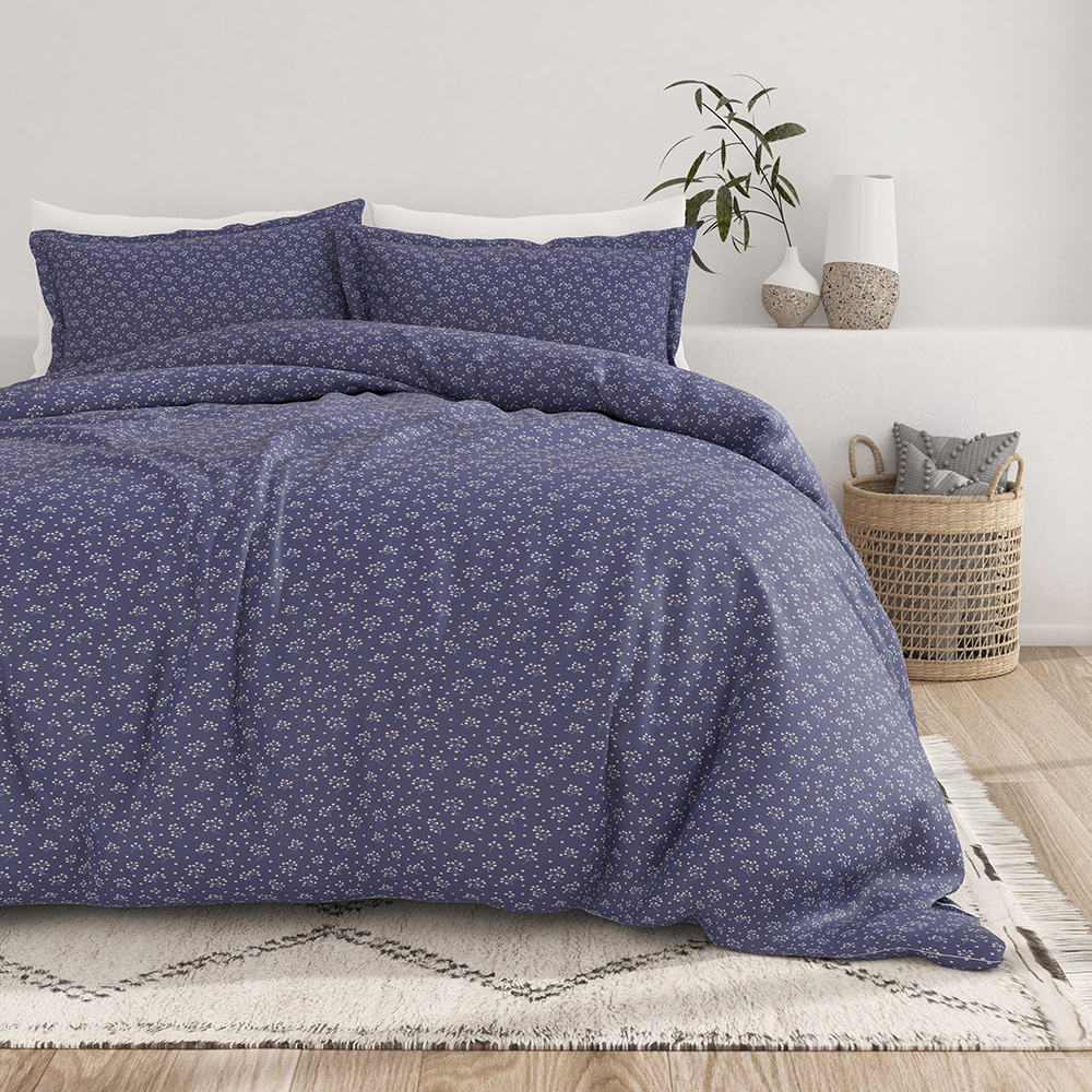 Midnight Blossoms Pattern 3-Piece Duvet Cover Set