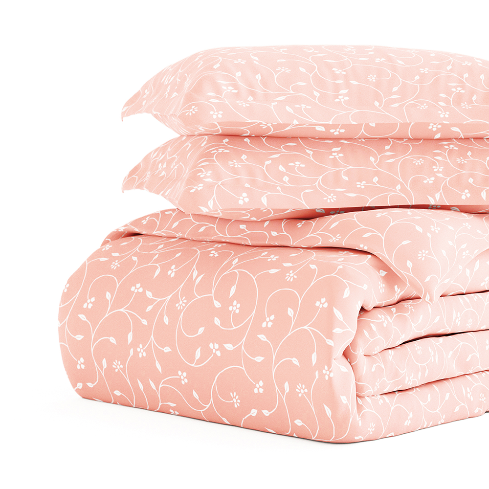 Pink Buds Pattern 3-Piece Duvet Cover Set