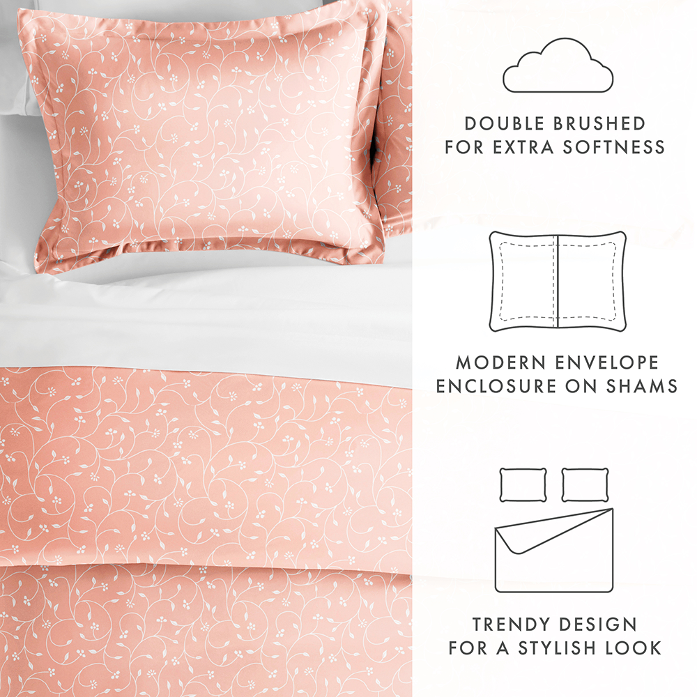 Pink Buds Pattern 3-Piece Duvet Cover Set