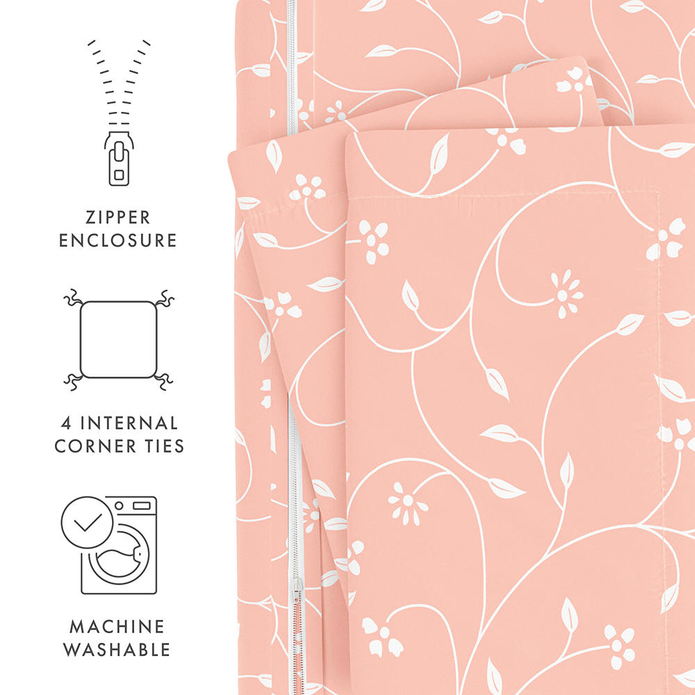 Pink Buds Pattern 3-Piece Duvet Cover Set