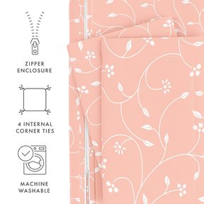 Pink Buds Pattern 3-Piece Duvet Cover Set