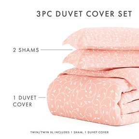 Pink Buds Pattern 3-Piece Duvet Cover Set