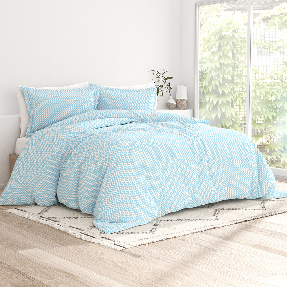 Puffed Chevron Pattern 3-Piece Duvet Cover Set