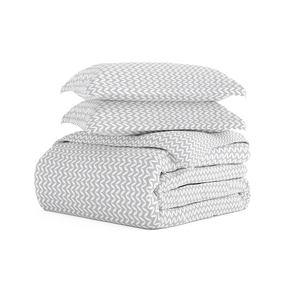 Puffed Chevron Pattern 3-Piece Duvet Cover Set