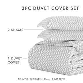 Puffed Chevron Pattern 3-Piece Duvet Cover Set