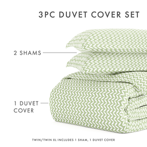 Puffed Chevron Pattern 3-Piece Duvet Cover Set