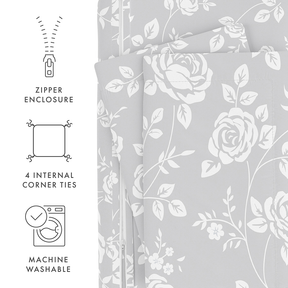 Rose Gray Pattern 3-Piece Duvet Cover Set