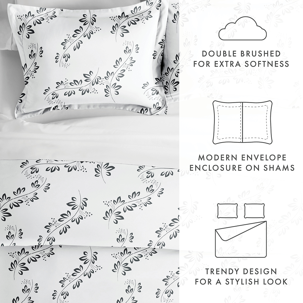 Simple Vine Pattern 3-Piece Duvet Cover Set