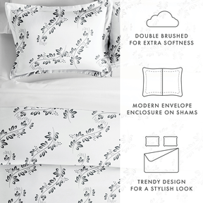 Simple Vine Pattern 3-Piece Duvet Cover Set