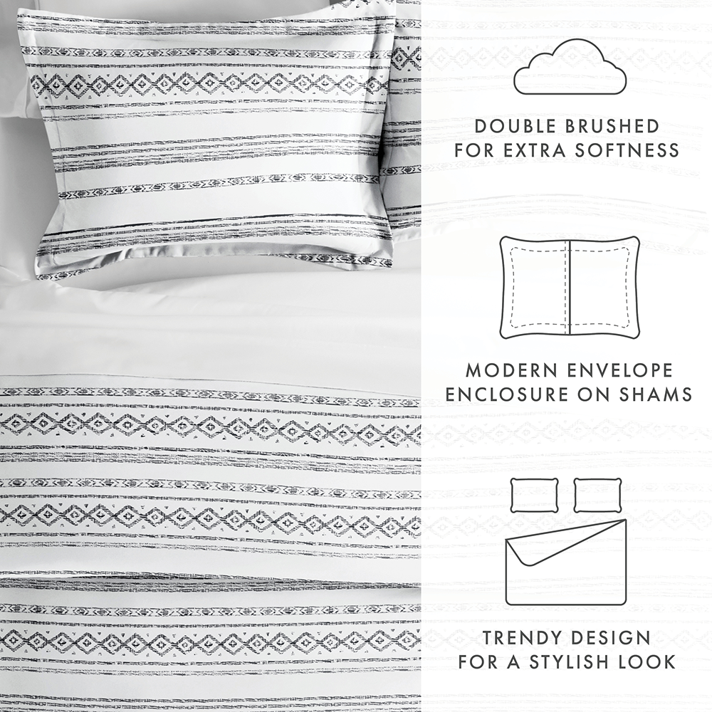 Geo Threads Pattern 3-Piece Duvet Cover Set