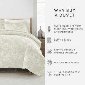 Weathered Floral Pattern 3-Piece Duvet Cover Set